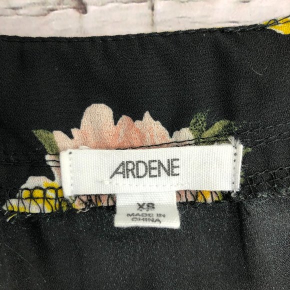 Ardene Black Floral Blouse 3/4 Sleeve Size XS - Picture 3 of 6